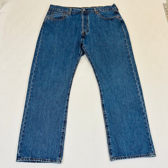 Levi's Mens 36x29 501 Button Fly Jeans Blue Straight Leg Cotton Made in Egypt - Picture 2 of 12